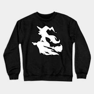 Witch Flying on Broomstick White Silhouette Crewneck Sweatshirt